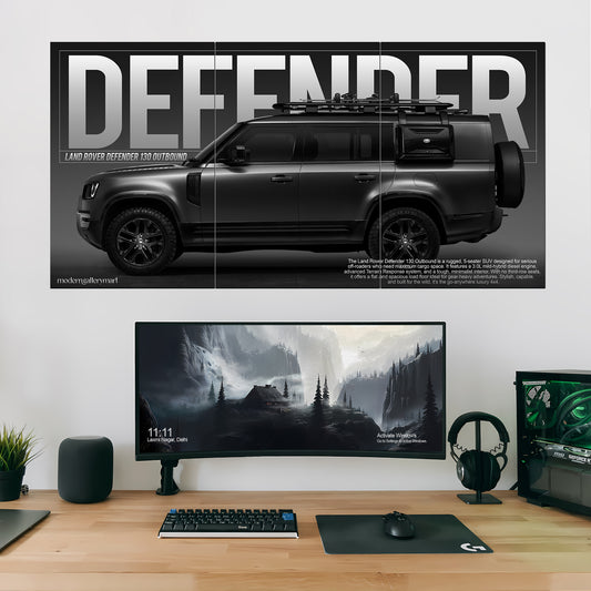 Land Rover Defender 130 Outbound Wall Poster - 3 Piece Set