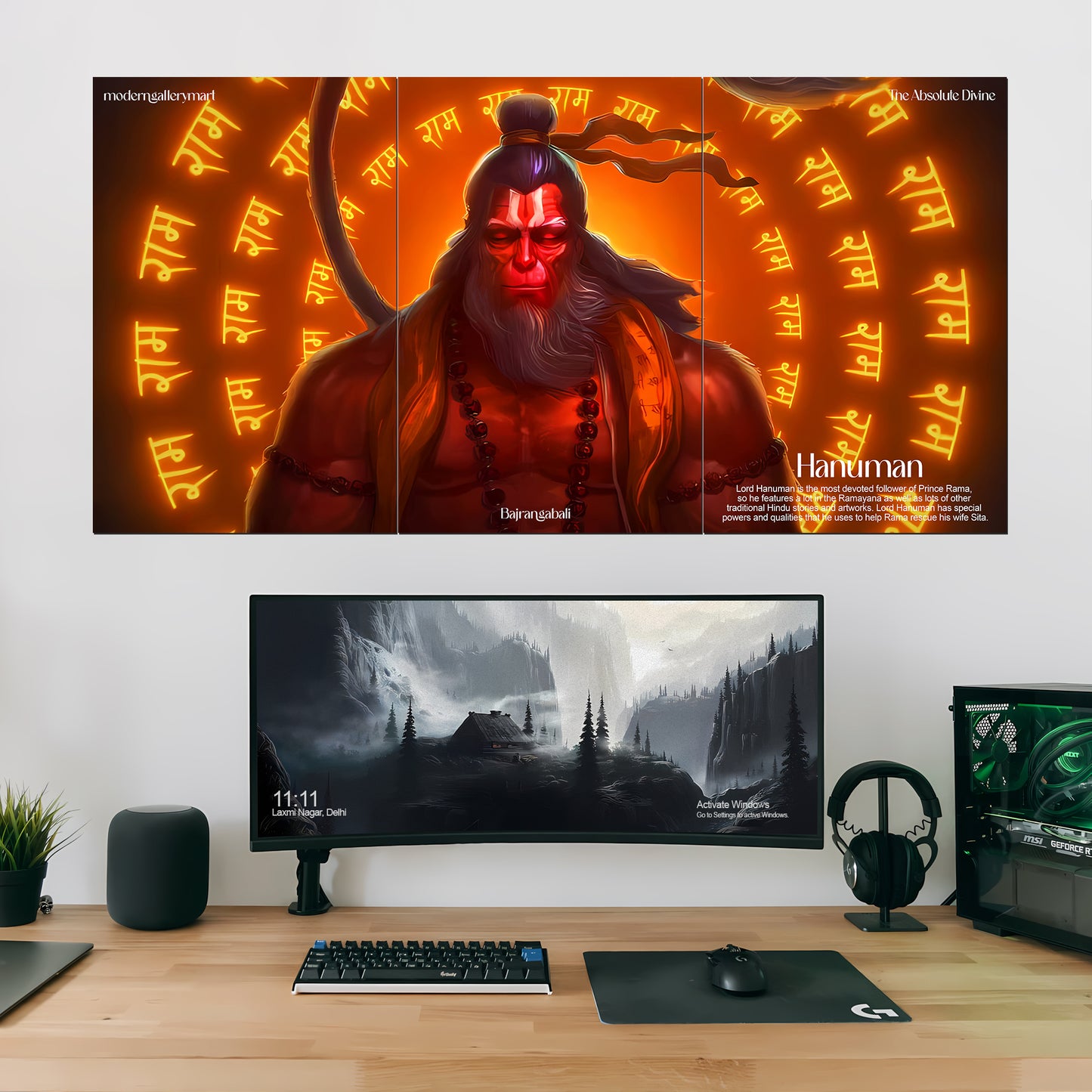 Lord Hanuman Wall Poster #01  – 3 Piece Set