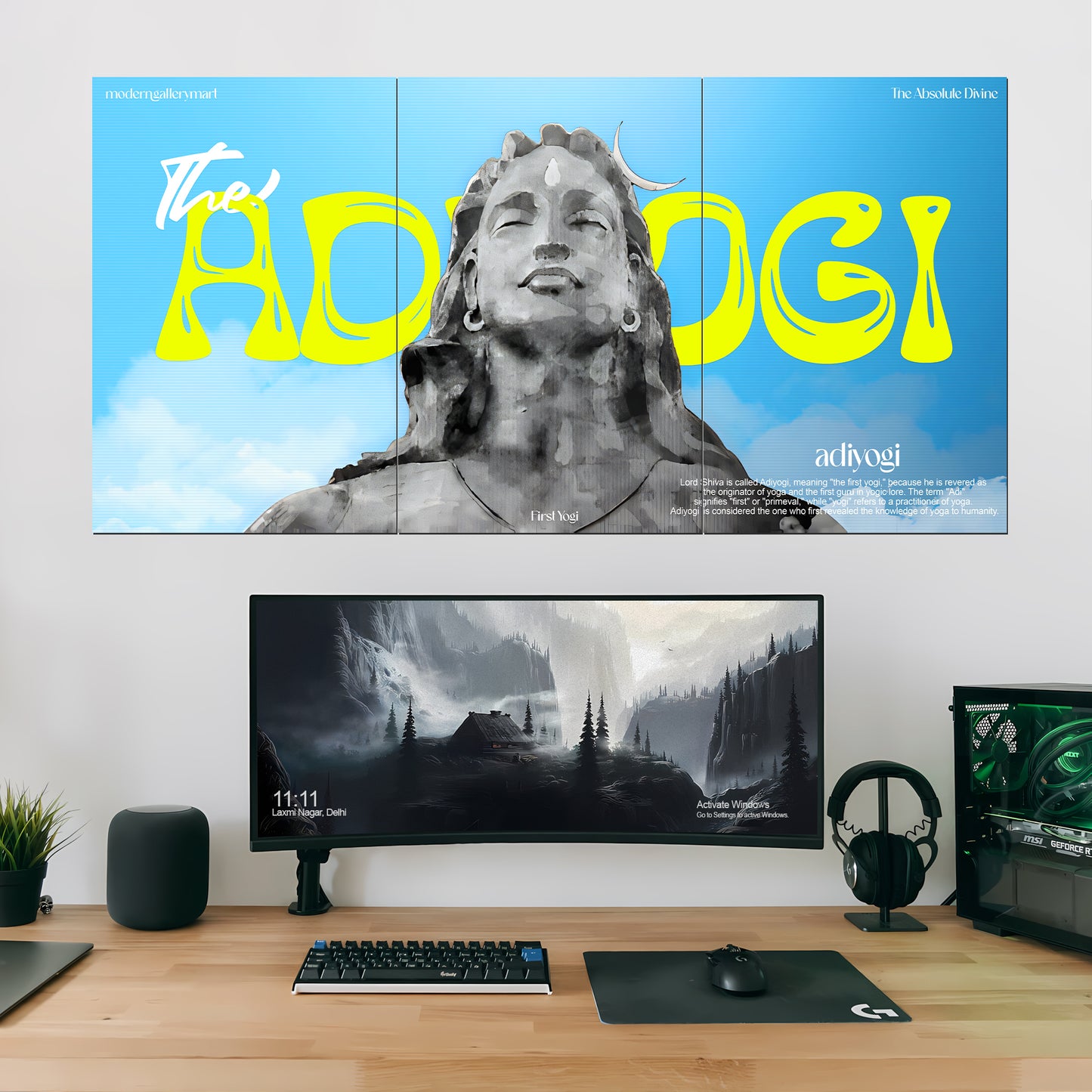 Adiyogi Shiva Wall Poster – 3 Piece Set