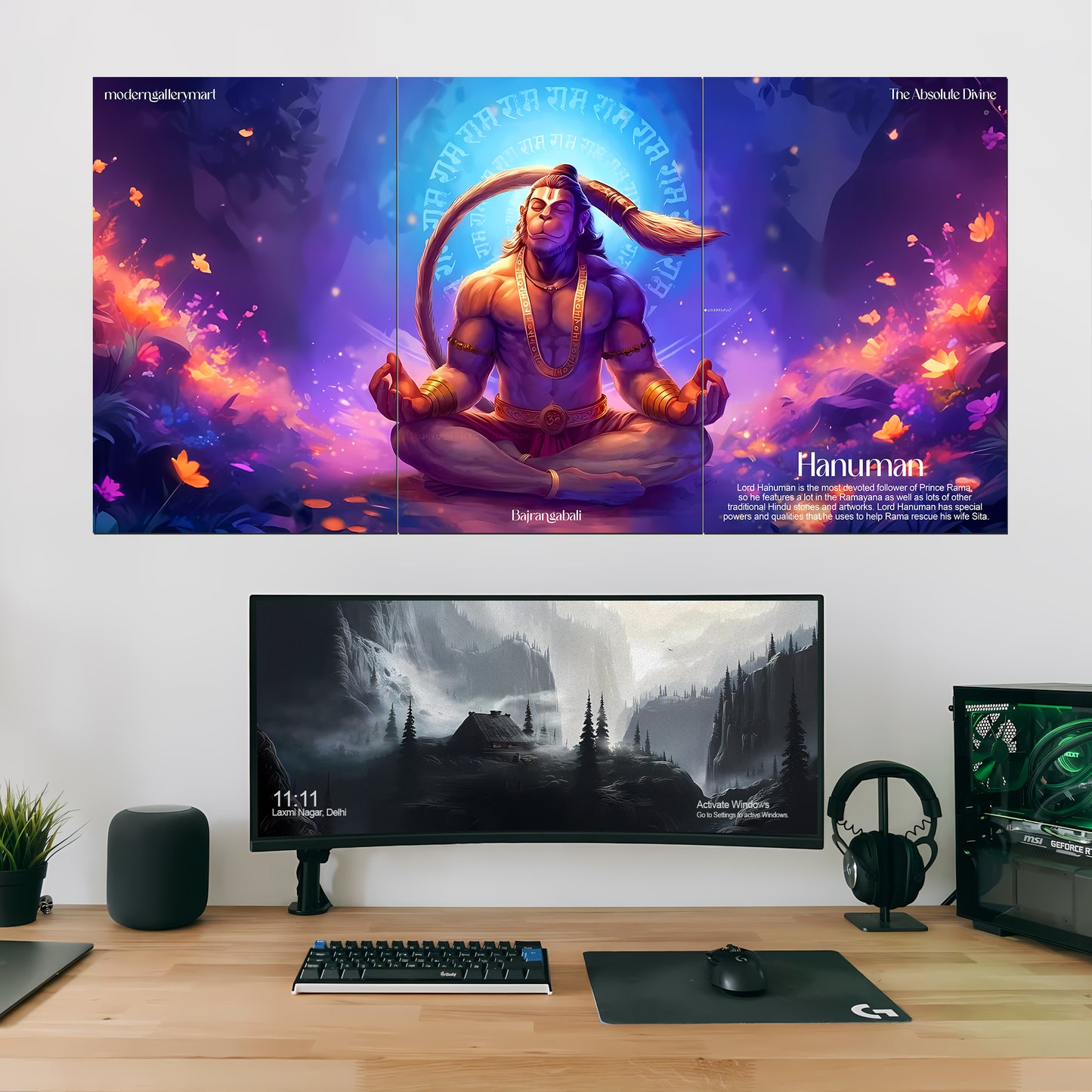 Lord Hanuman Wall Poster #02 – 3 Piece Set
