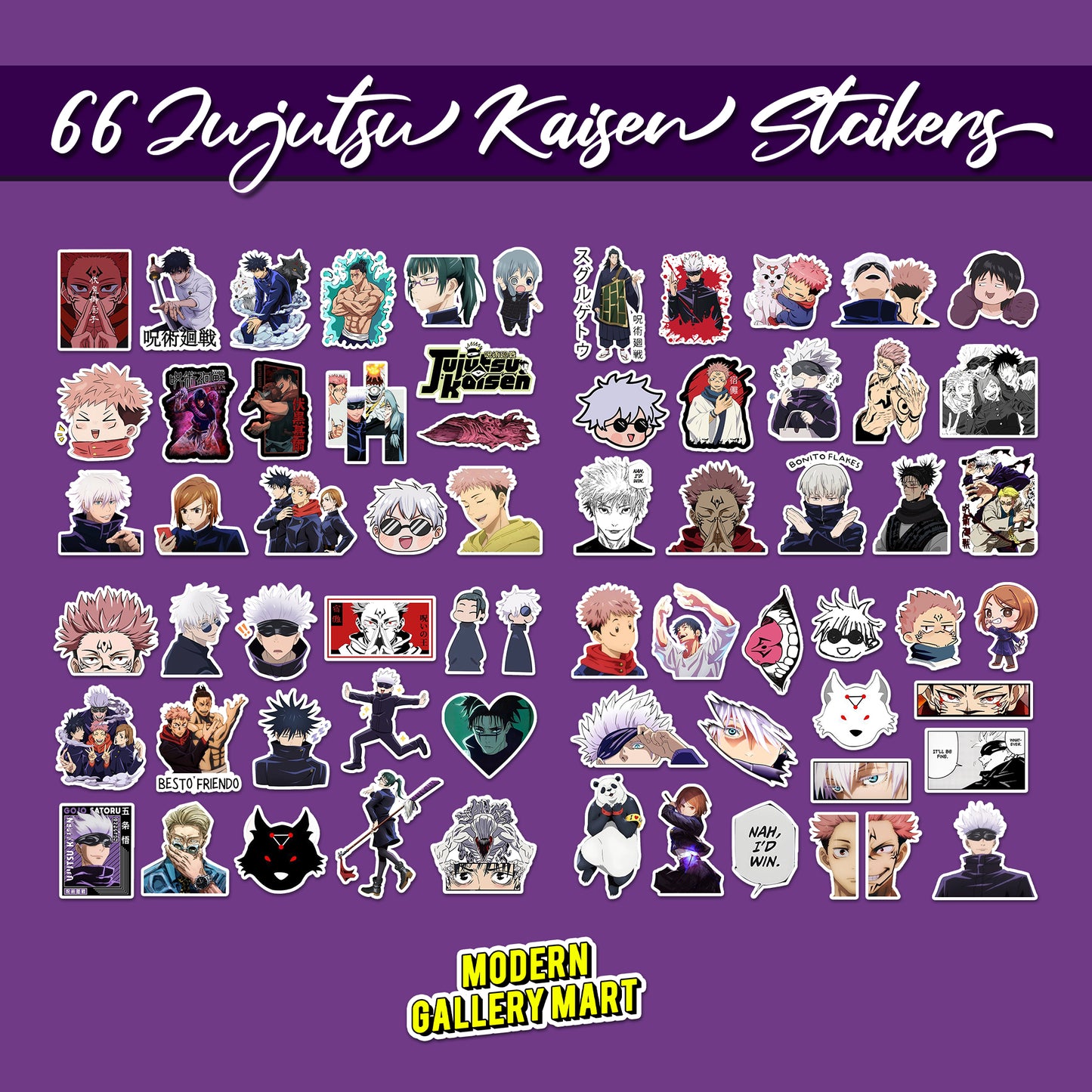 Jujutsu Kaisen Vinyl Stickers Pack (66pcs)