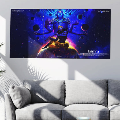 Lord Krishna and Lord Vishnu Wall Poster – 3 Piece Set