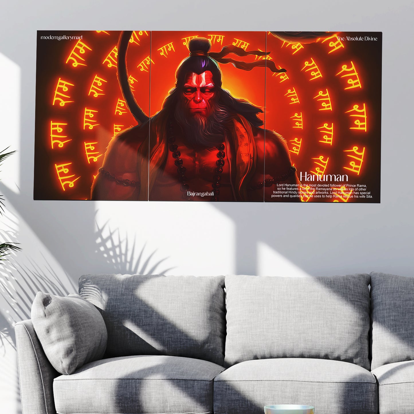 Lord Hanuman Wall Poster #01  – 3 Piece Set
