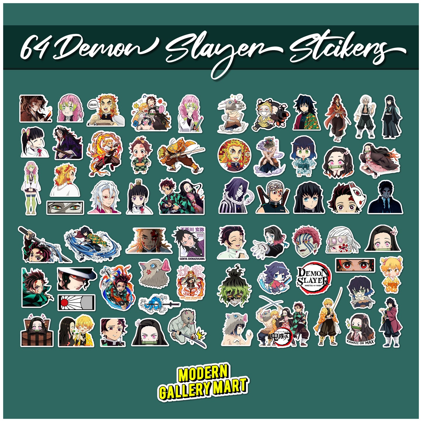 Demon Slayer Vinyl Stickers Pack (64pcs)