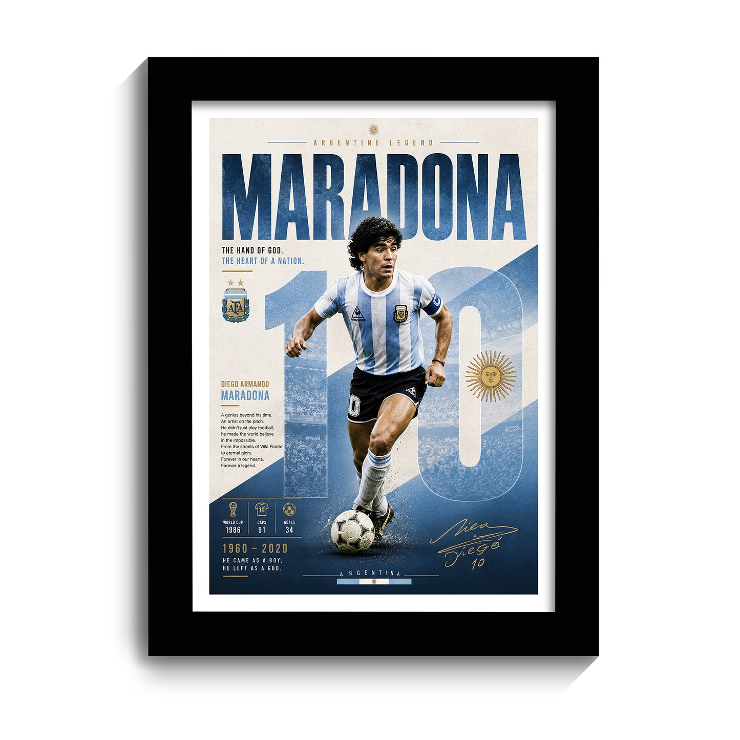 Diego Maradona Frame - Diego Maradona - A4 Size Photo Frame