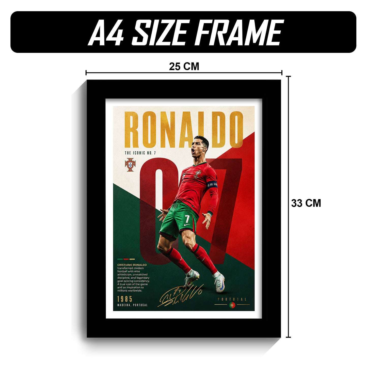 Cristiano Ronaldo Frame - Cristiano Ronaldo - A4 Size Photo Frame