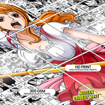 One Piece Nami - Manga Poster - A4 Size (8.3 x 11.7 inch)