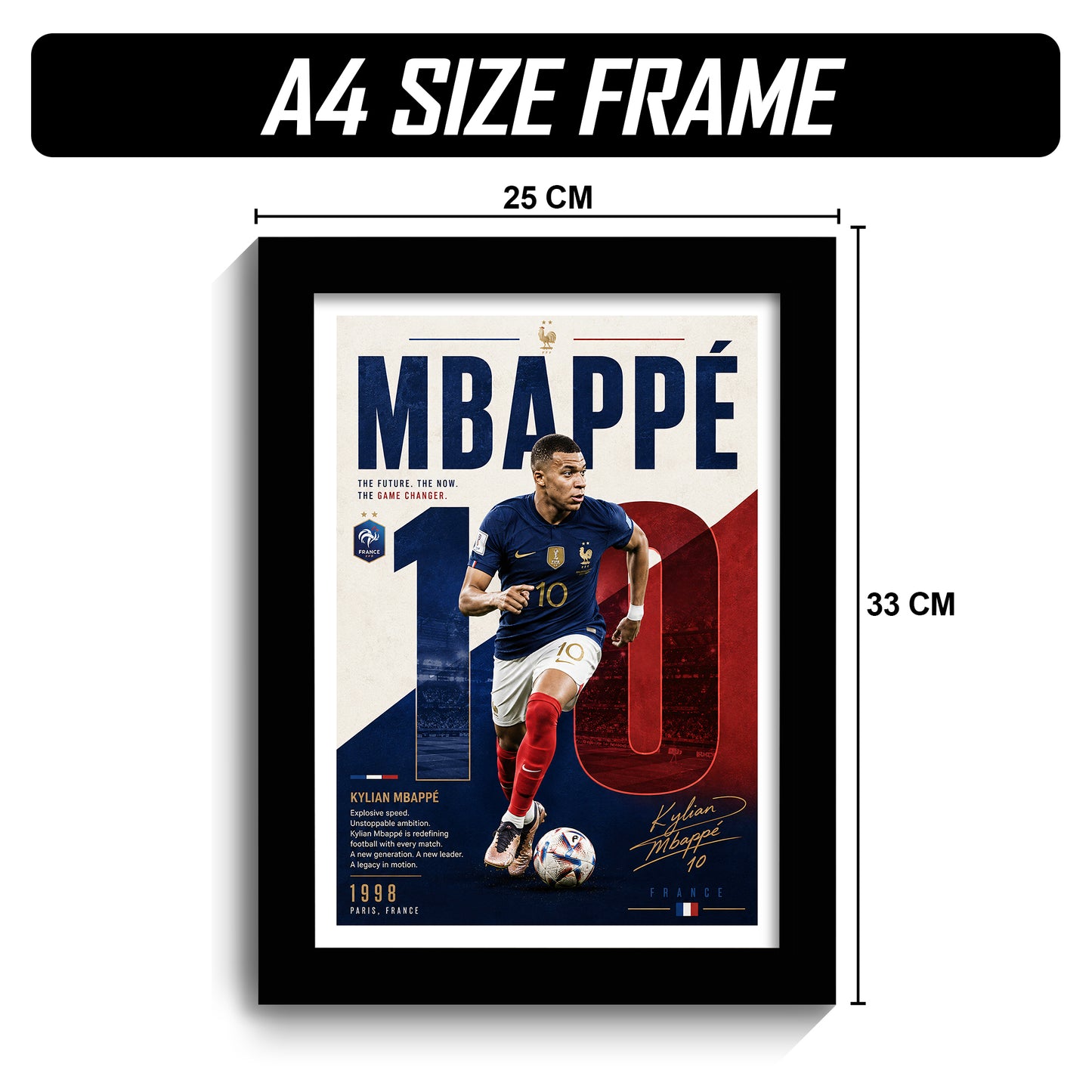Kylian Mbappe Frame - Kylian Mbappe - A4 Size Photo Frame