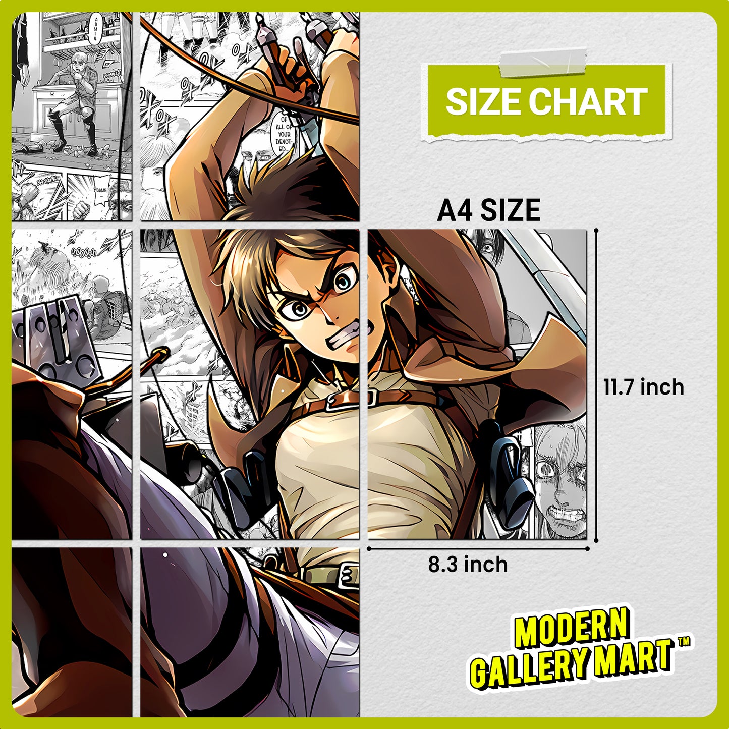 20 Attack on Titan Eren Yeager - Manga Poster - A4 Size (8.3 x 11.7 inch)