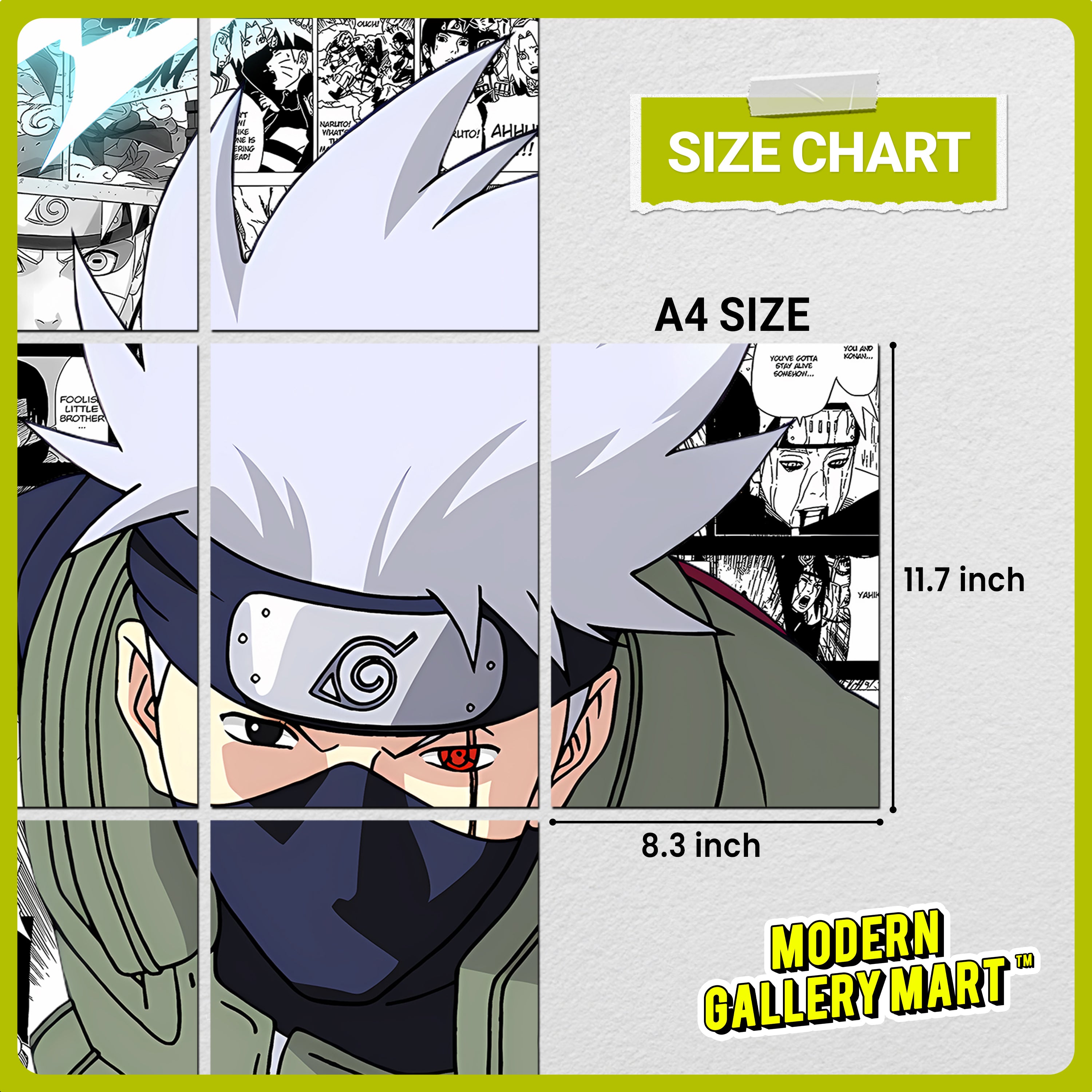 20 Naruto Kakashi Hatake - Manga Poster - A4 Size (8.3 x 11.7 inch