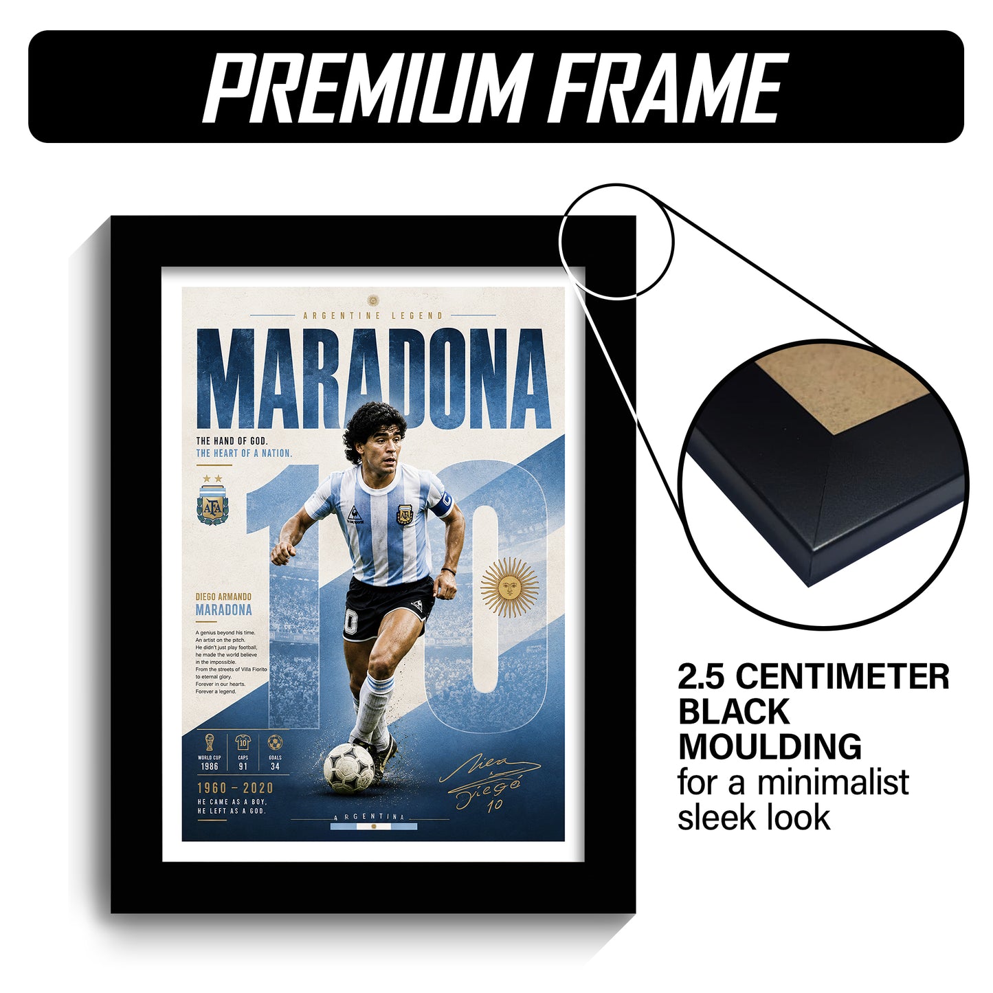 Diego Maradona Frame - Diego Maradona - A4 Size Photo Frame