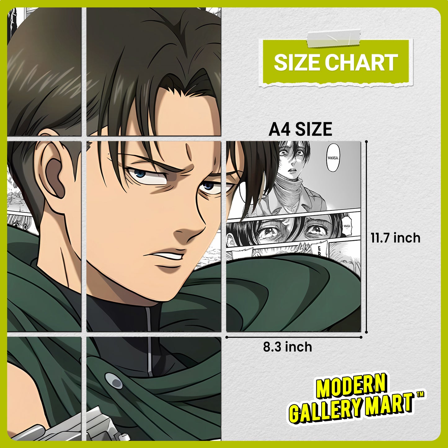 20 Attack on Titan Levi Ackerman - Manga Poster - A4 Size (8.3 x 11.7 inch)