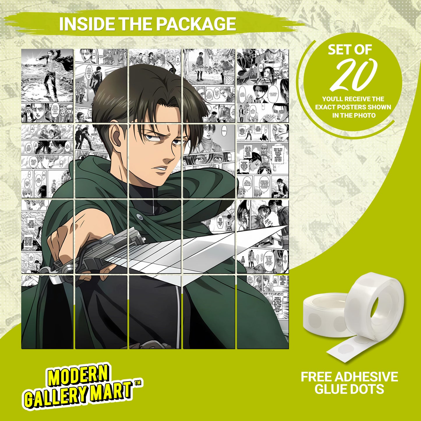 20 Attack on Titan Levi Ackerman - Manga Poster - A4 Size (8.3 x 11.7 inch)